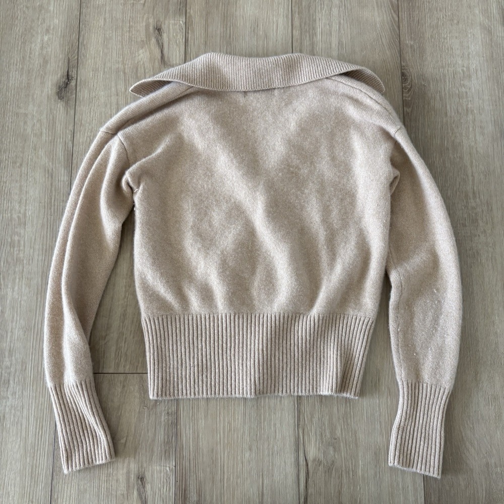 BANANA REPUBLIC Beige Cashmere V Neck Johnny Collar Sweater Size XS - Picture 6 of 6